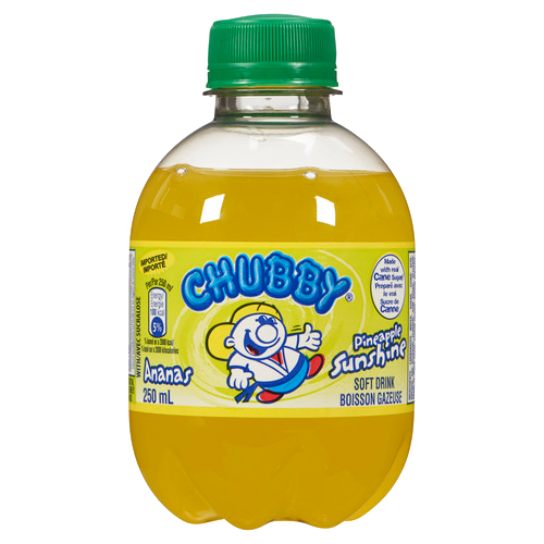 Chubby Pineapple Sunshine Soda bottle packaging